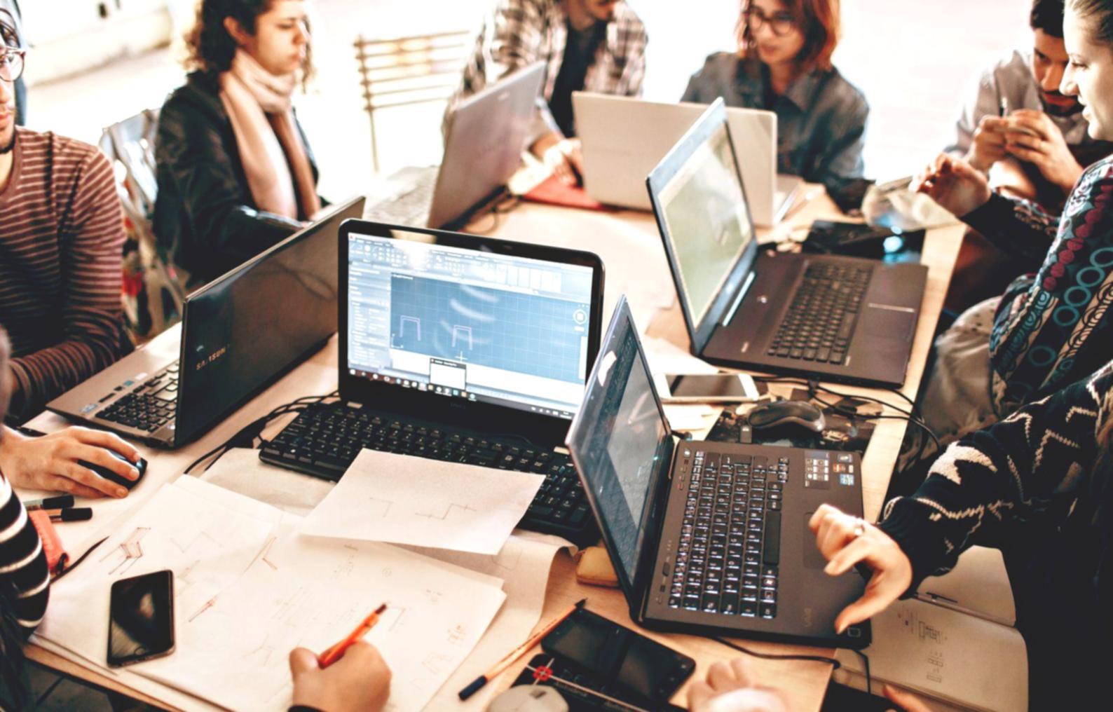 Financial analysis workspace with charts and data